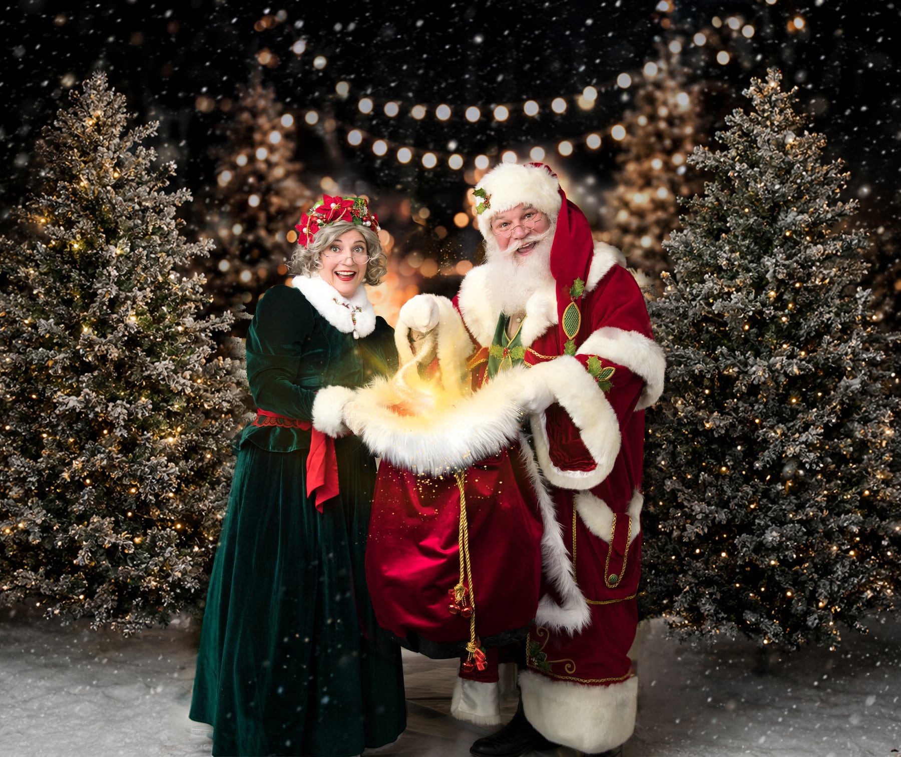 Santa and Mrs. Claus garden portrait