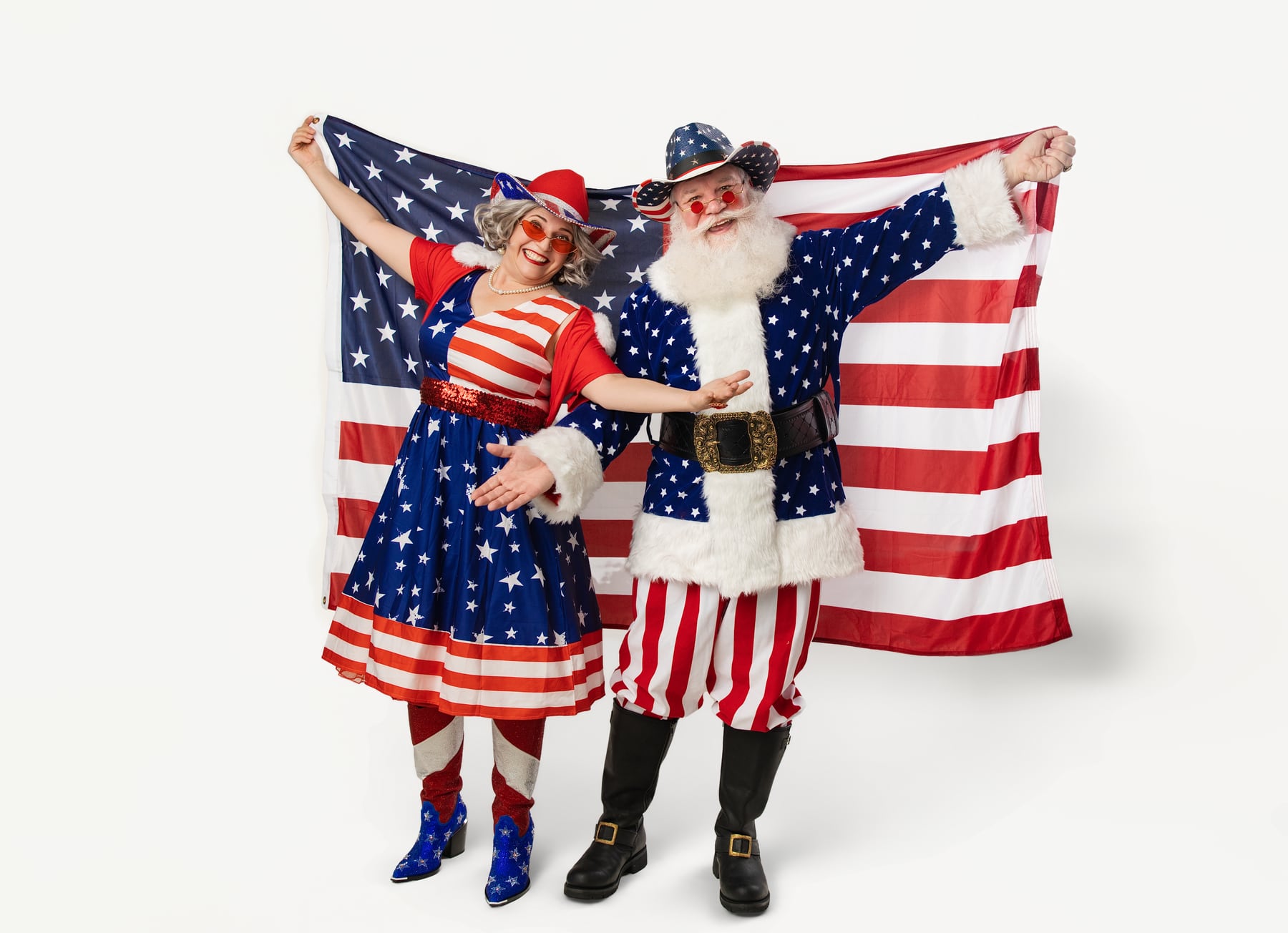 Santa and Mrs. Claus patriotic portrait