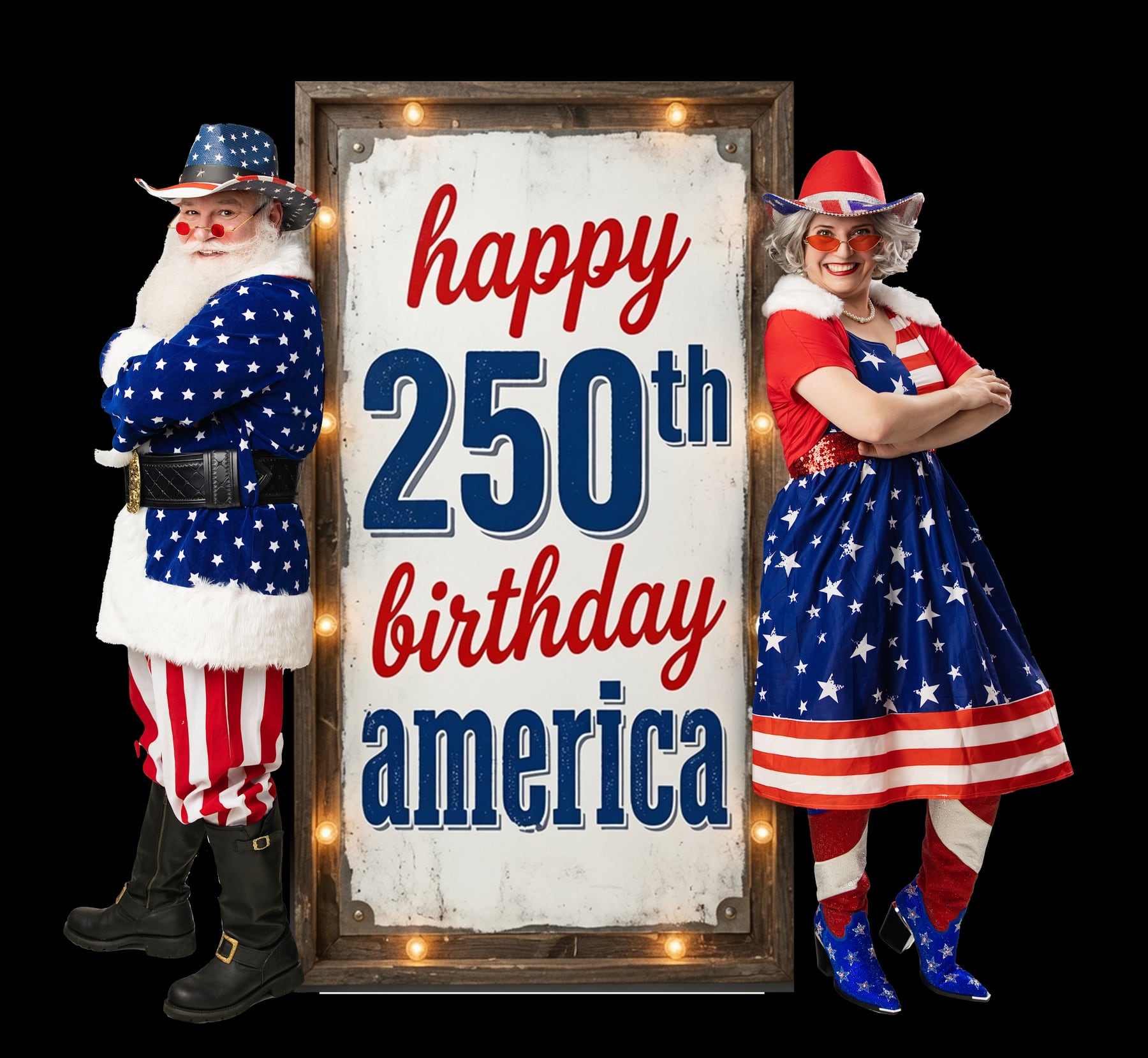 Happy Birthday America Santa graphic
