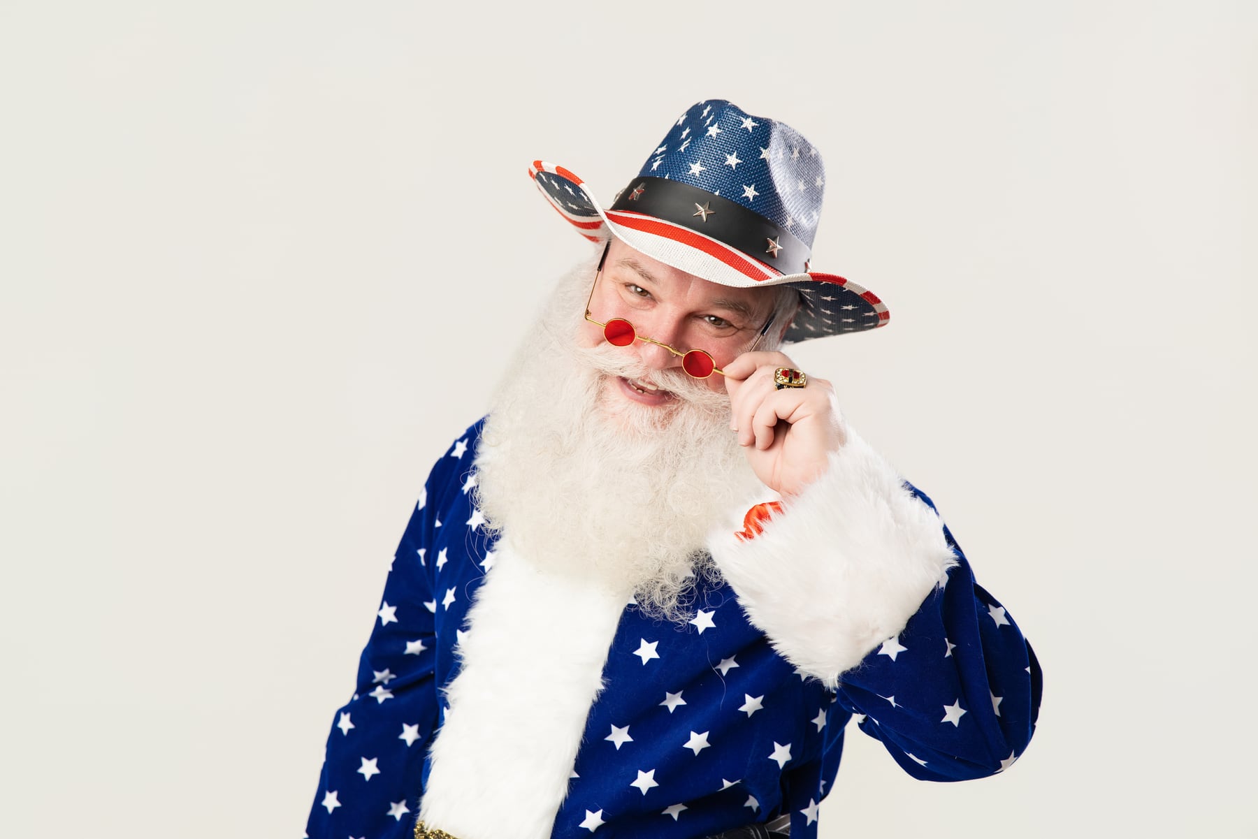 Patriotic Santa and Mrs. Claus portrait